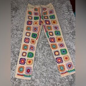 FREE PEOPLE Sz 29 CROCHET ZURI MOM JEANS IN SEDONA SUNSET